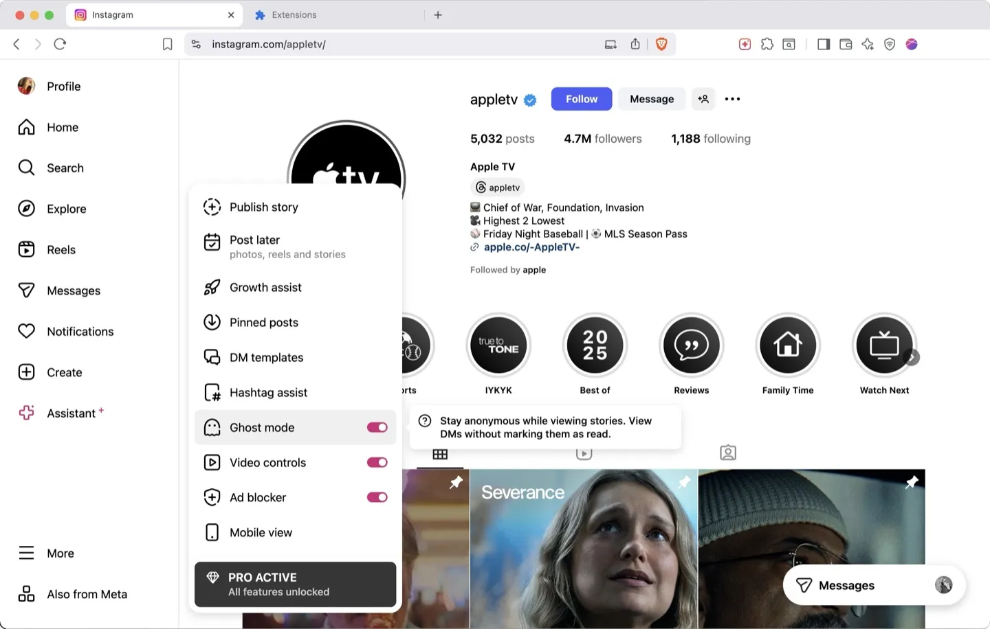 INSSIST Ghost Mode Interface